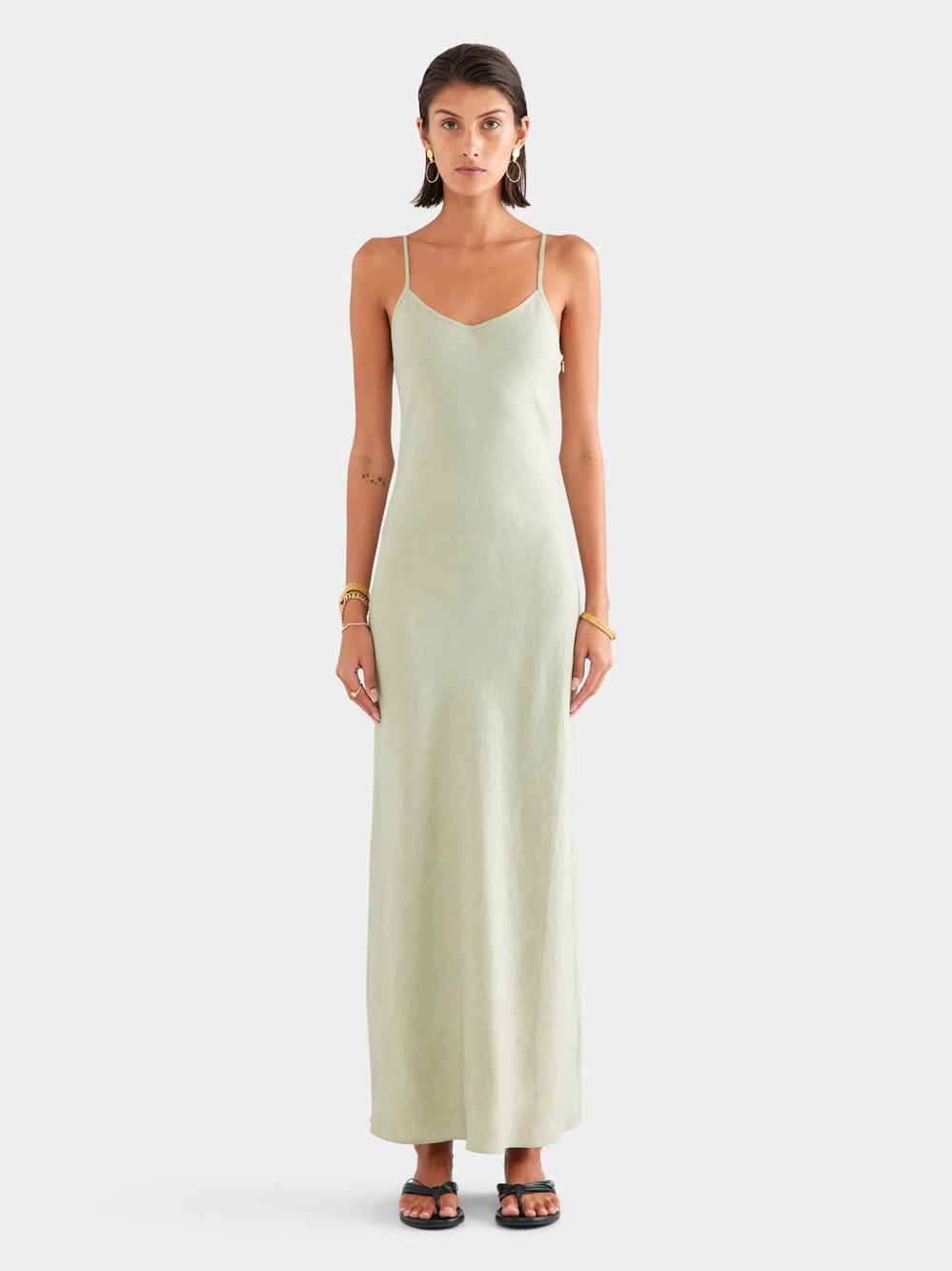 Venroy Sage Green Slip Maxi Dress